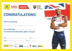 British Athletics Awards Sportshall Secondary Certificates - Pack of 50