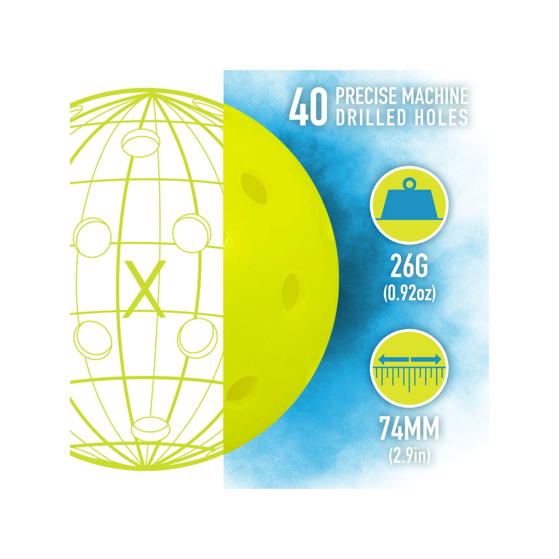 Franklin Outdoor X-40 Pickleball – Pack of 100 Optic Yellow